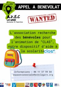 Appel à bénévole : CLAS - Aide à la scolarité image