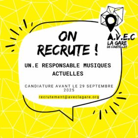 A.V.E.C LA GARE RECRUTE : Responsable Musiques Actuelles image